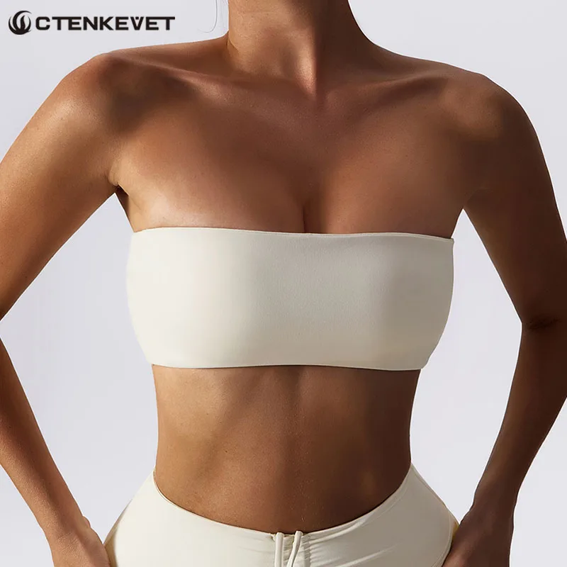 Ctenkevet Nuevo Sujetador Deportivo Sin Tirantes para Mujer, Top Corto para Yoga, Gimnasio y Fitness
