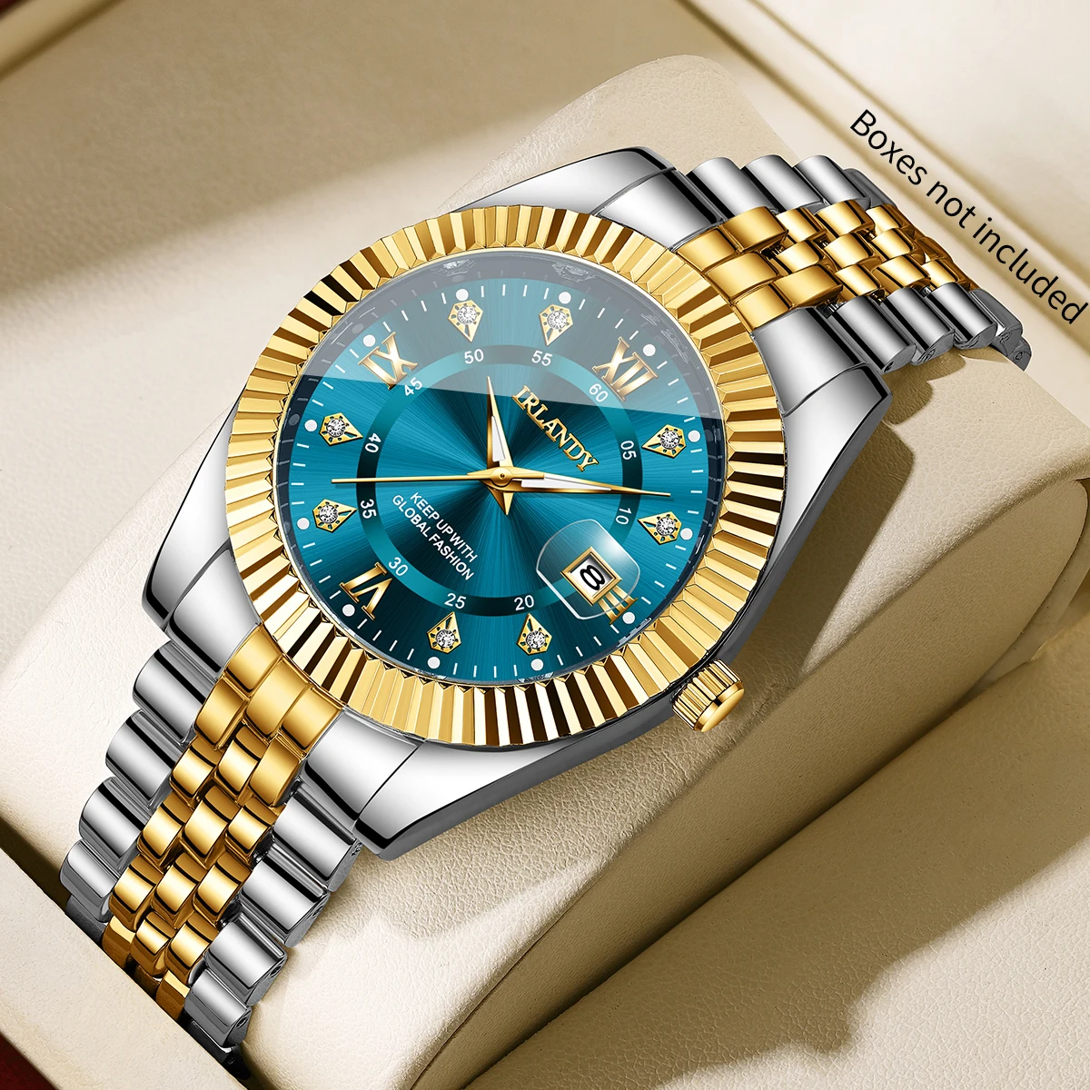 Reloj de cuarzo con calendario para hombre con esfera Roma de lujo, correa de acero inoxidable, relojes de negocios para hombre, reloj Masculino (sin caja)