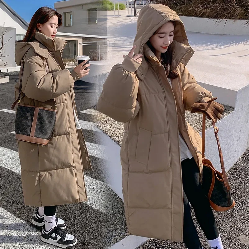 Chaqueta de Invierno 2026 para Mujer, Parka Cálida, Abrigo Acolchado de Algodón, Parka Larga con Capucha, Ropa de Abrigo Holgada para Mujer, Chaqueta de Nieve