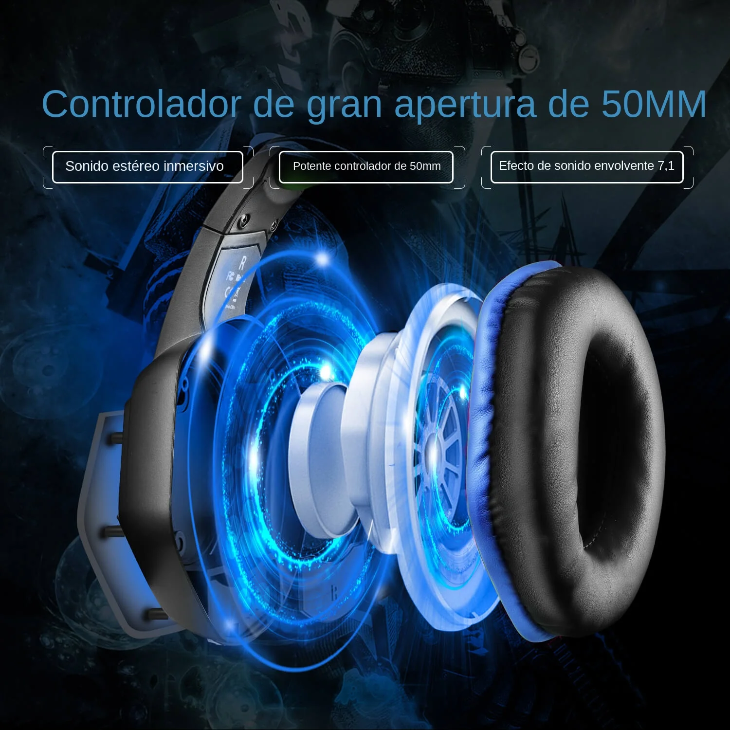 EKSA E1000 auriculares para juegos para PC/PS4/PS5 7,1 Surround RGB auriculares para juegos Gamer USB auriculares con cable con micrófono con cancelación de ruido