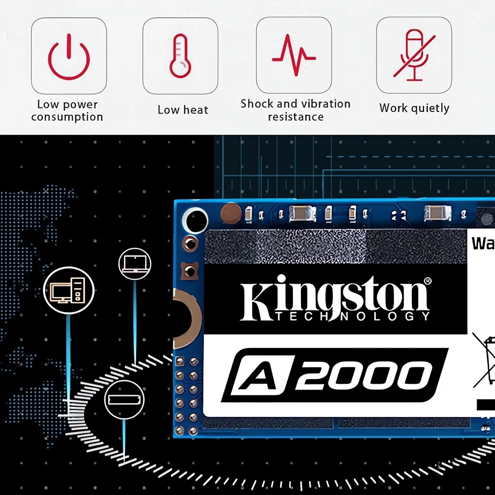 Kingston-disco duro interno de estado sólido para PC, Notebook y escritorio, SSD NVMe PCIe M.2 2280, 250GB, 500GB, 1TB