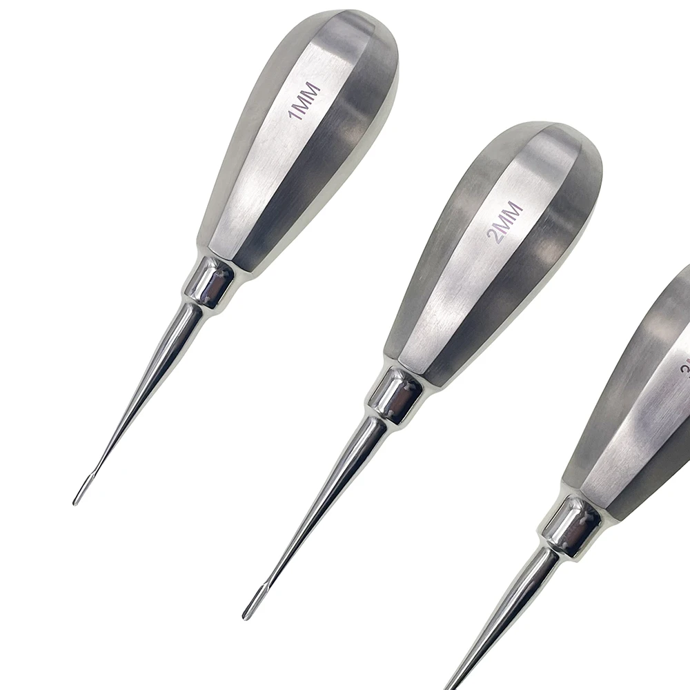 Instrumentos dentales para mascotas, elevadores dentales caninos felinos con ala auxiliar, mango corto, elevadores de raíces rectas, examen Oral