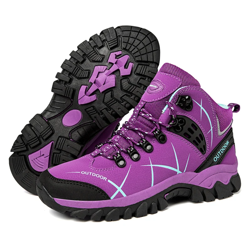 Otoño Invierno mujer cuero botines al aire libre zapatos de senderismo Trekking montaña zapatillas seguimiento Treking felpa cálido