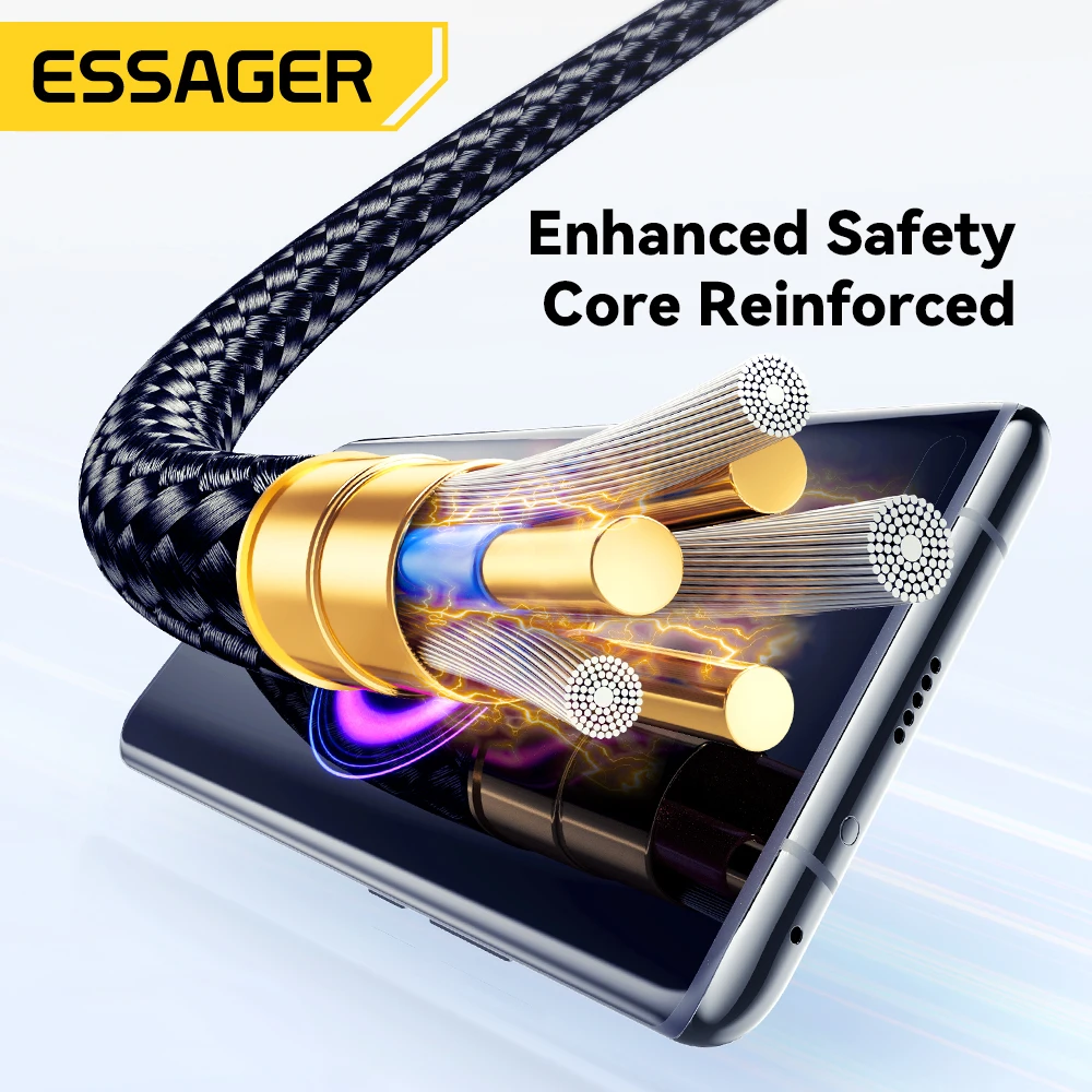 Essager 100W tipo C a tipo C Cable 5A PD carga rápida USB C a USB C Cable de pantalla para Macbook portátil iPad Xiaomi iPhone 16 15