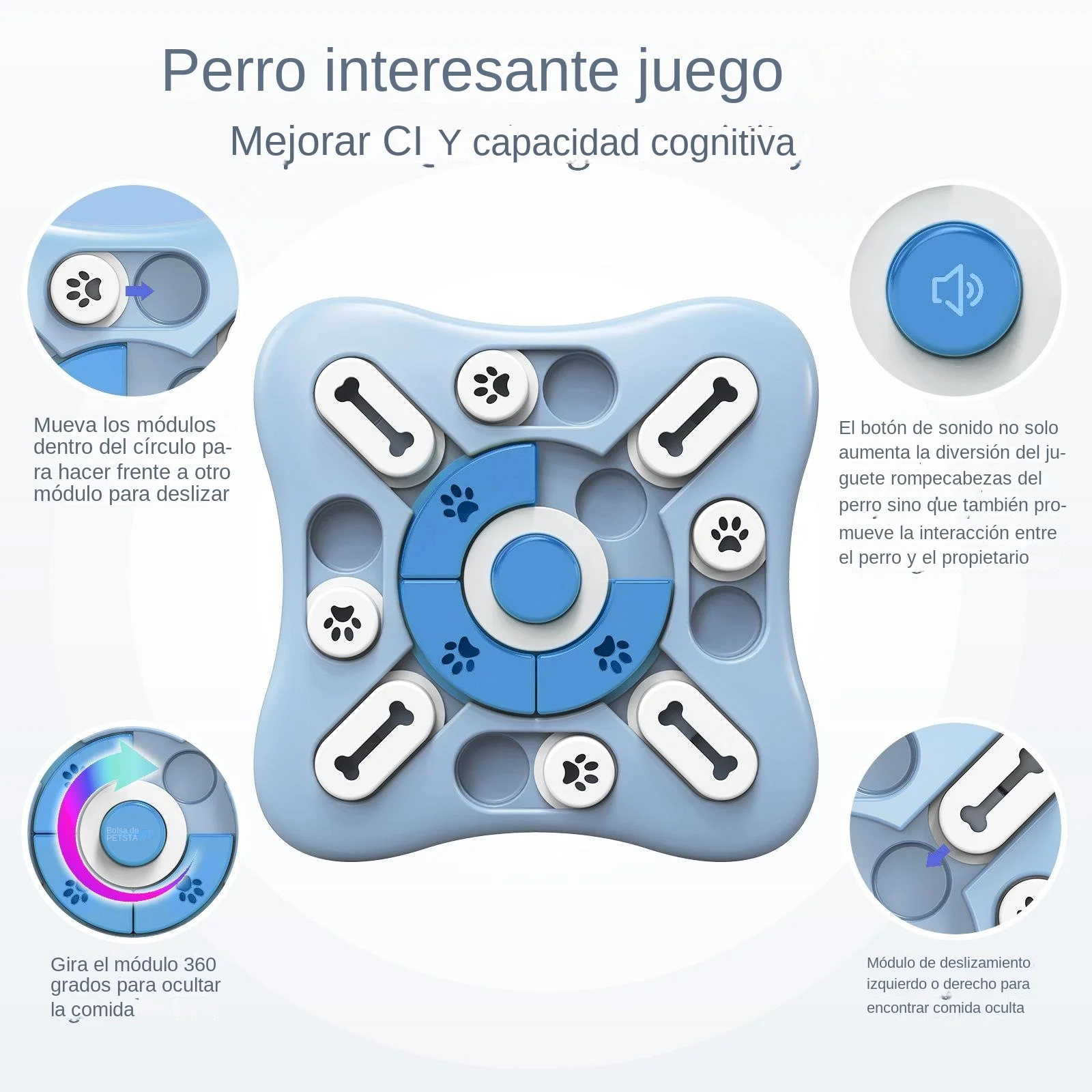 Juguetes para perros, alimentador lento, interactivo, aumento de cachorros, dispensador de alimentos IQ, cuenco antideslizante para comer lentamente, rompecabezas para mascotas, juego de entrenamiento para perros y gatos