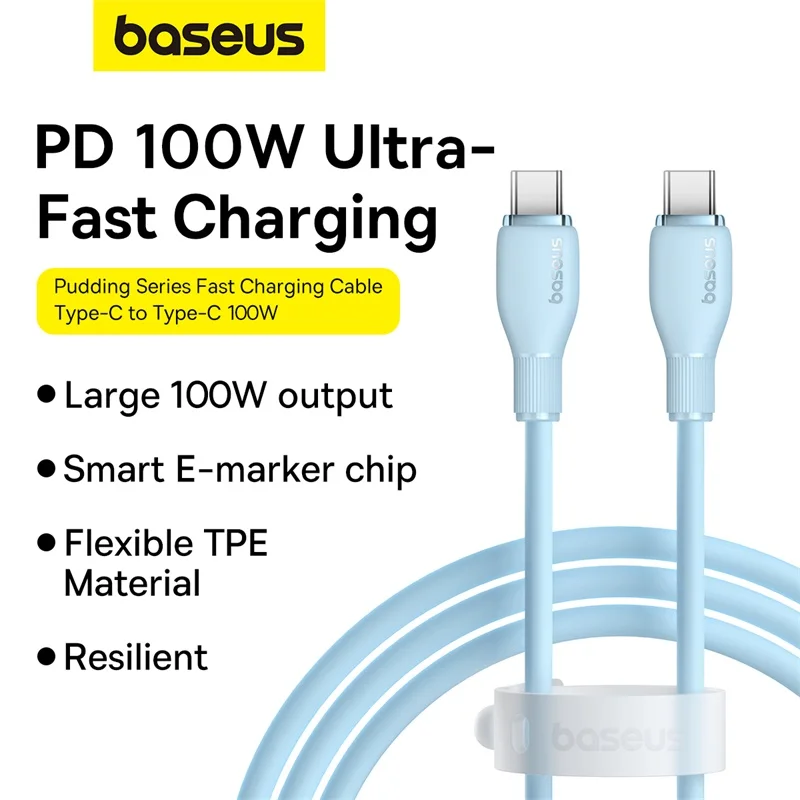 Cable Baseus PD 100W USB C a USB tipo C para Macbook Cable de carga rápida para iPhone 16 15 Cable tipo C para Xiaomi