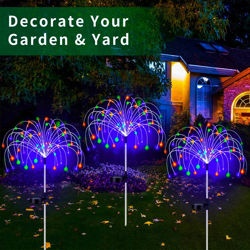 Lámpara LED Solar de fuegos artificiales para decoración de jardín al aire libre, luces de hadas impermeables para camino, Patio de Navidad, balcón, Patio, luz Solar para césped