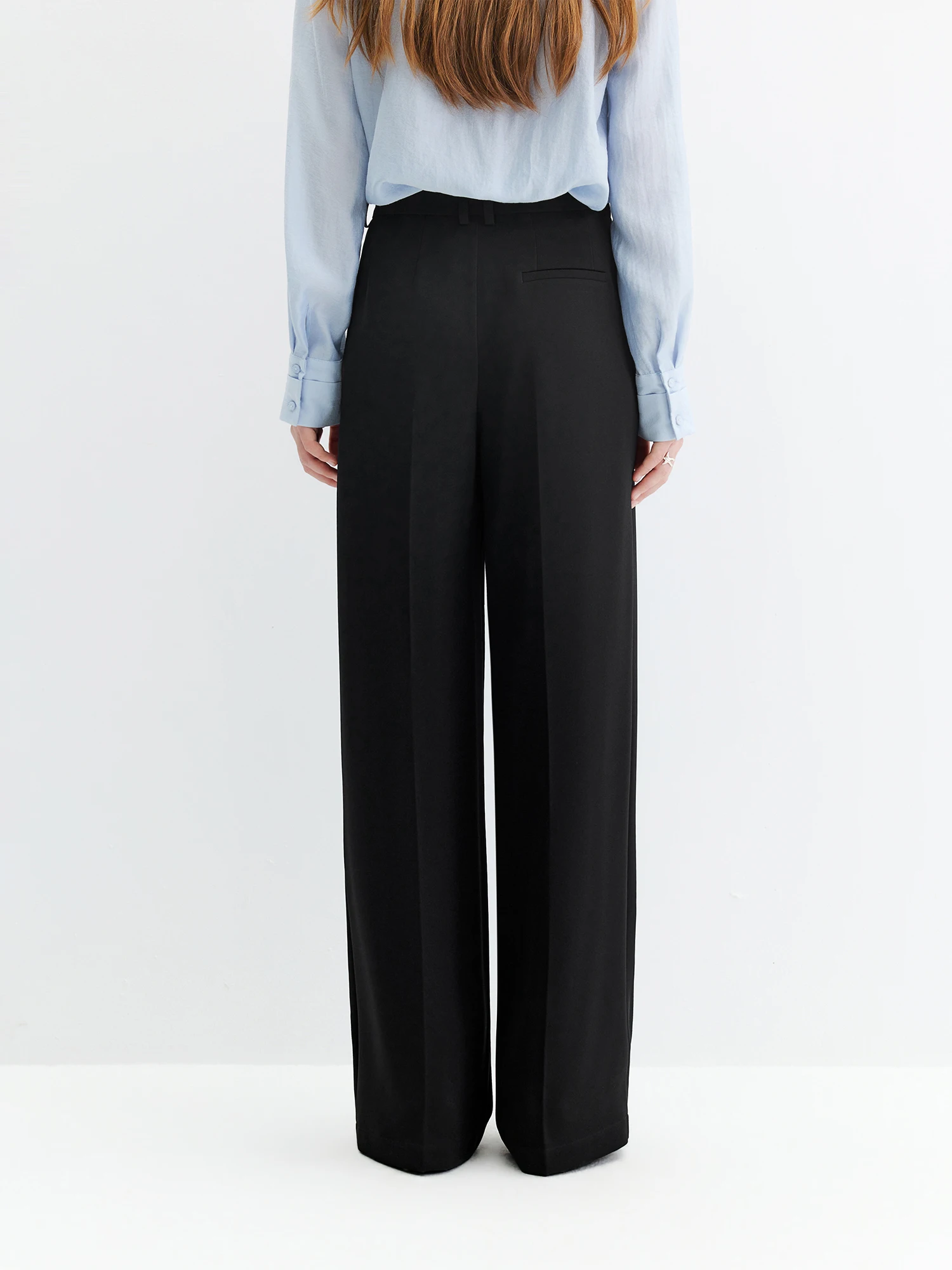 Pantalones de Pierna Recta con Dobladillo FSLE 2026 para Mujer, Pantalones de Trabajo Negros de Cintura Alta para un Estilo Diario Versátil y Minimalista en la Oficina