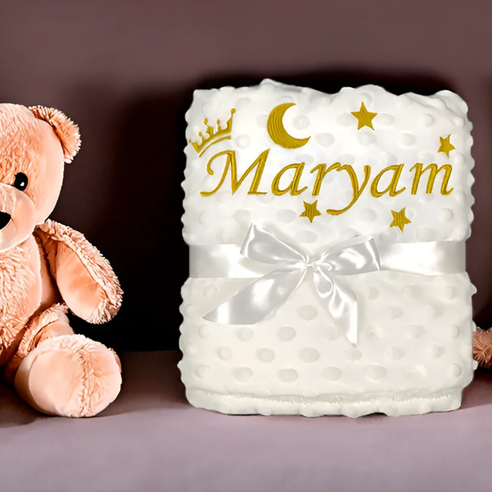 Manta de bebé personalizada con nombre para recién nacidos, niños y niñas, manta de forro polar Minky personalizada para cochecito de cuna, regalo de cumpleaños