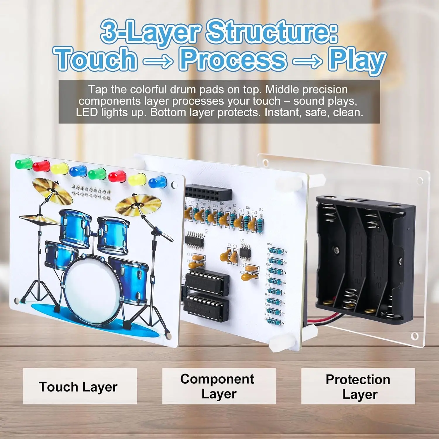 Kit de Práctica de Soldadura de Batería DIY con Sensor Táctil, Sonido y Luces LED, Proyecto de Electrónica STEM para Estudiantes Escolares y Amantes de la Música