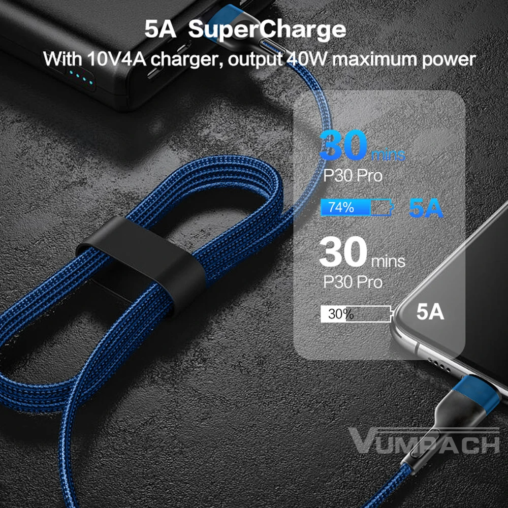 Cable usb c 5A tipo c rápido, cable de datos de carga rápida, cable usb c para Samsung s21 s20 A51 xiaomi mi 10 redmi note 9s 8t