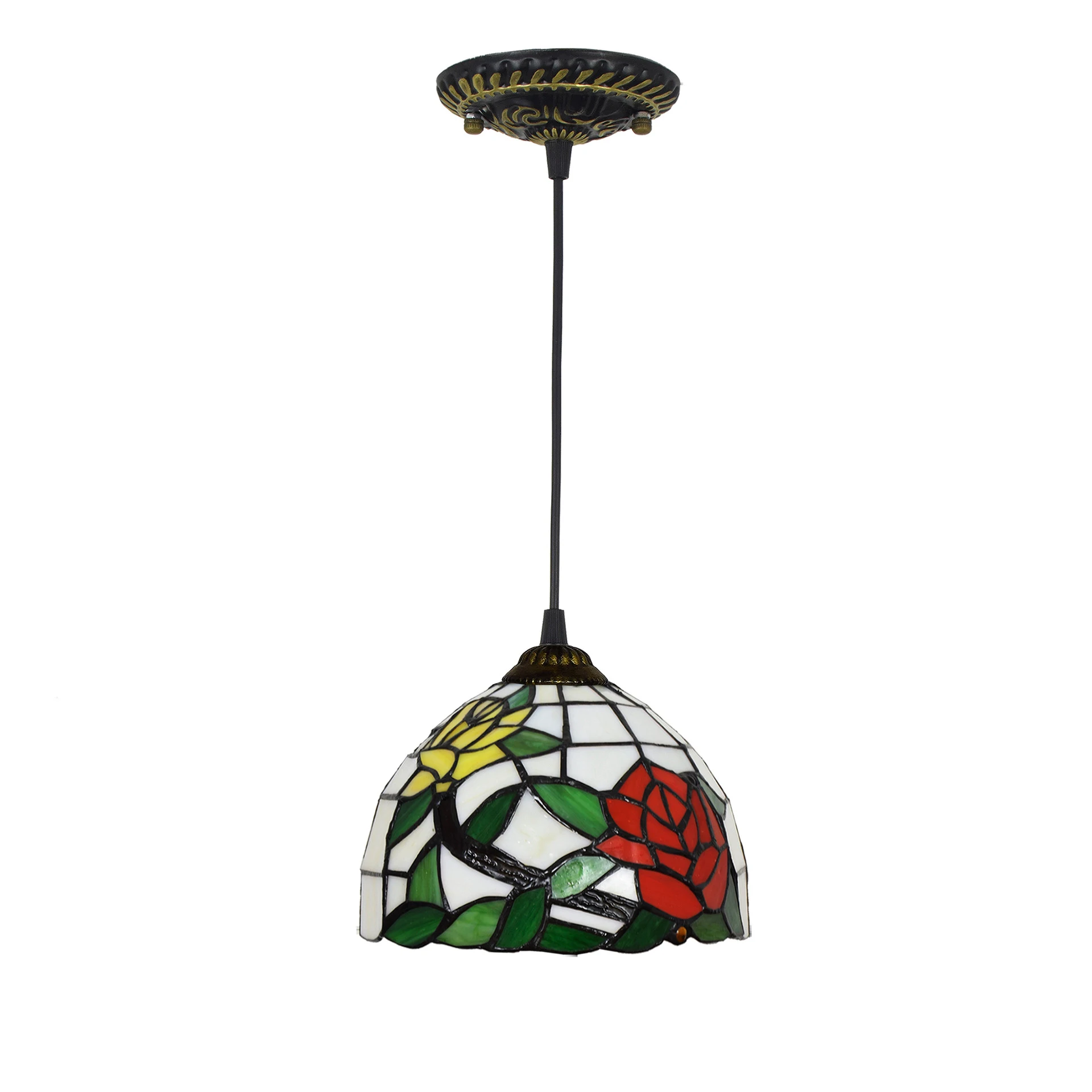 Lámpara colgante de vitral europeo de 20cm/8 pulgadas, candelabros de comedor, luz colgante, accesorio de iluminación para dormitorio, decoración del hogar
