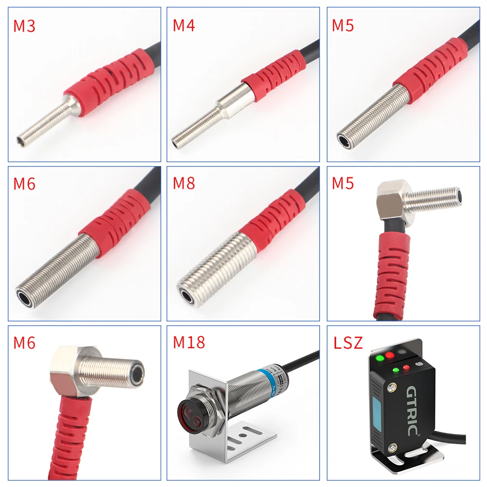 Sensor Fotoeléctrico Láser Pequeño GTRIC, Reflexión Difusa, Tipo Codo, 10-30VDC, NPN/PNP, M05/06, Distancia Ajustable, Mini Interruptor Óptico