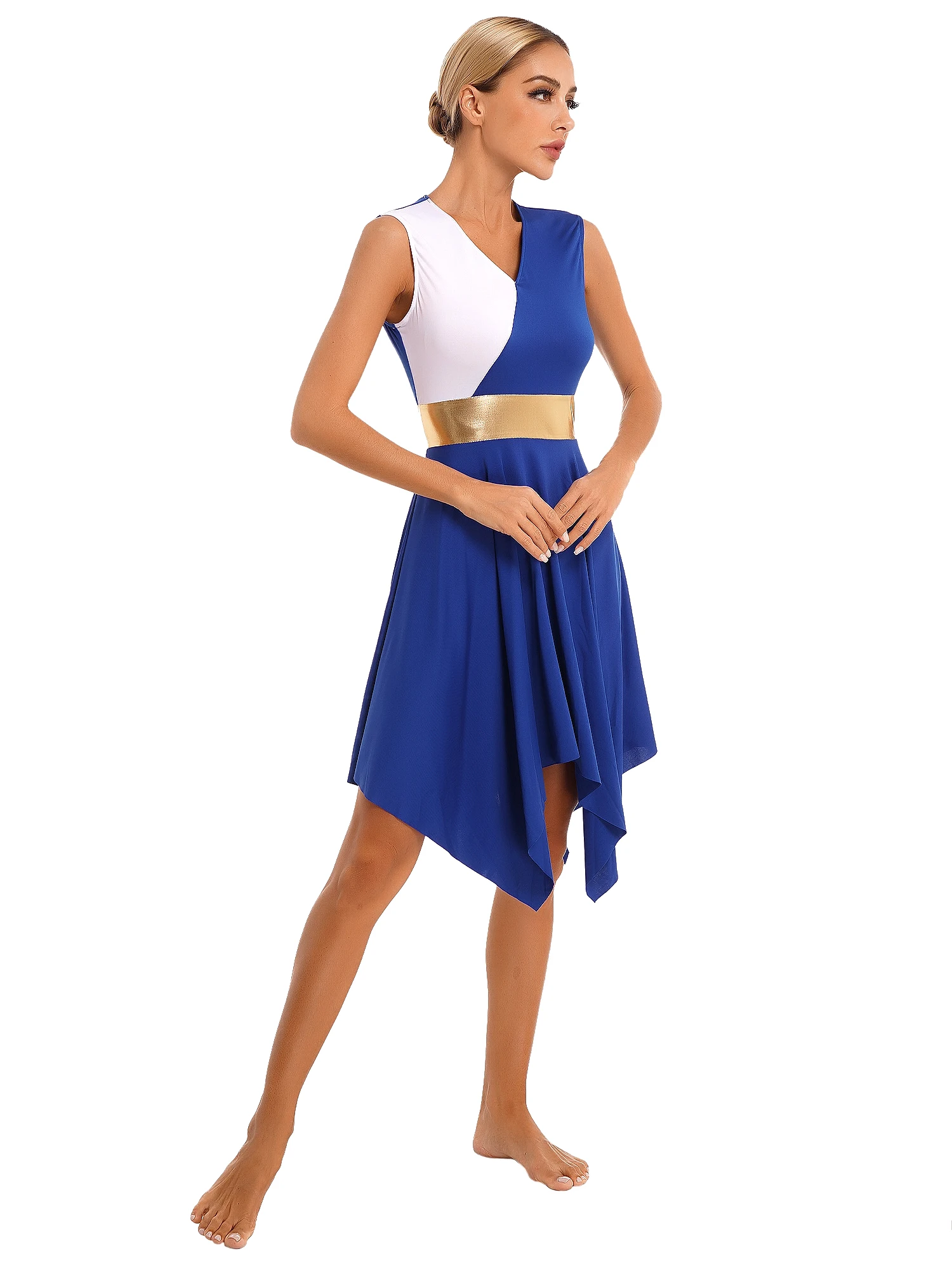 Traje de baile litúrgico moderno para mujer, ropa de baile de bloque de Color, adoración de Iglesia, alabanza, actuación en escenario, vestido de baile lírico