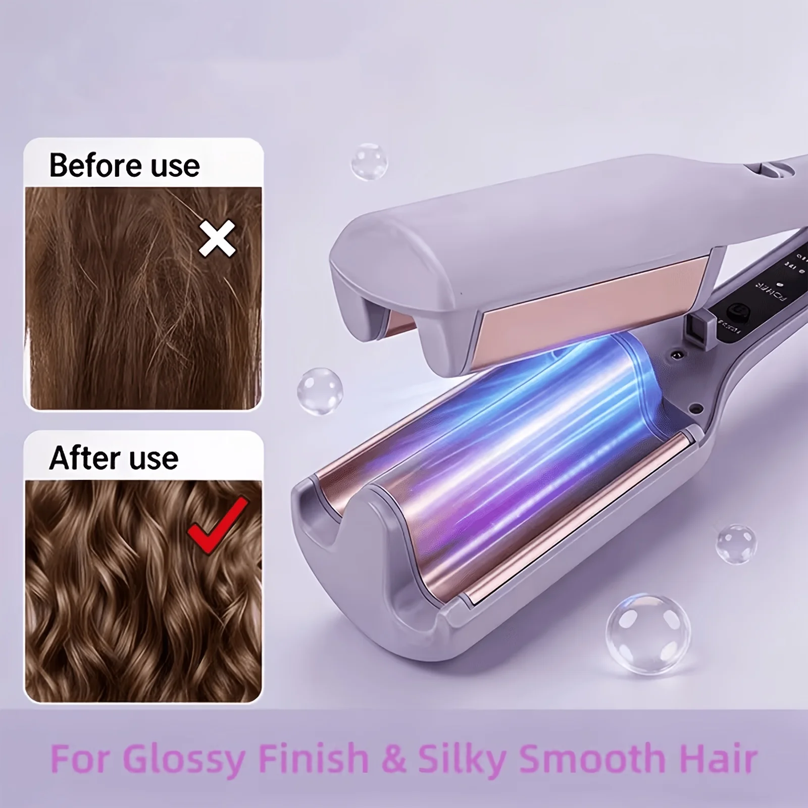 Rizador de pelo de 32 mm, ideal para mujeres, que permite crear rizos duraderos y definidos. Perfecto para lograr unas ondas de playa instantáneas. Herramienta de peluquería para usar en la playa, en el trabajo o de viaje. Ideal como regalo para diversas festividades, fácil de usar y de manejar. Incluye 1 peine o 2 gomas para el pelo.
