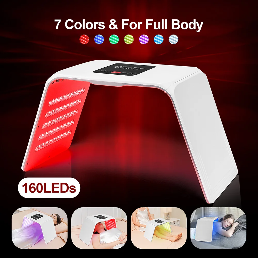 Máquina de fotones LED plegable de 160 LED, 7 colores, uso doméstico, salón de belleza, máscara LED para SPA corporal Facial, máquina PDT, máscara LED para el cuidado de la piel