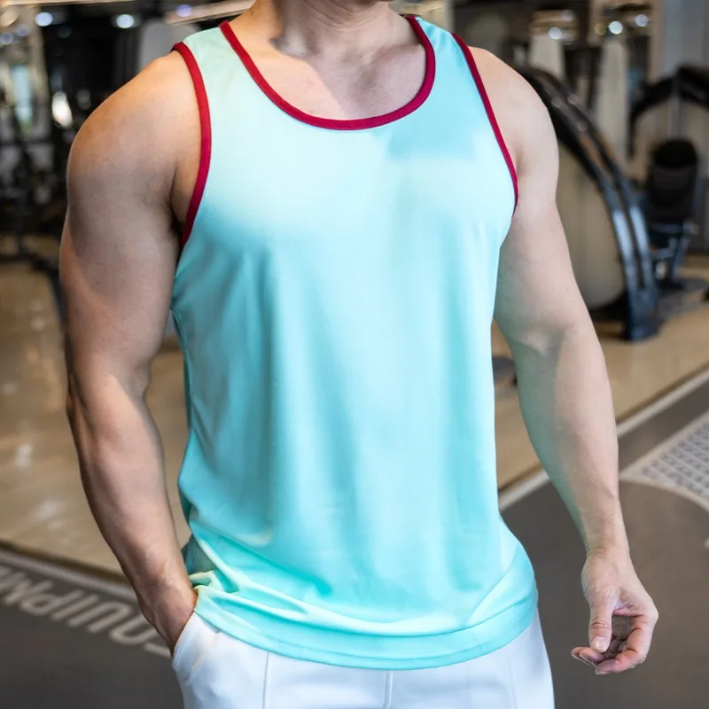 Camiseta sin mangas atlética de baloncesto de Color sólido para hombres, camiseta sin mangas transpirable con cuello redondo, camisetas sin mangas para gimnasio, culturismo, entrenamiento muscular