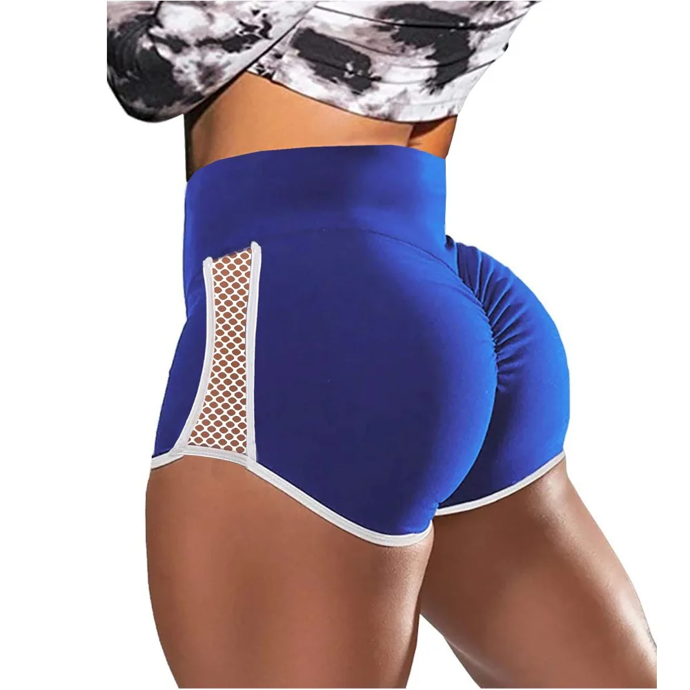 Pantalones cortos deportivos de cintura alta para mujer, pantalones cortos elásticos de secado rápido con agujeros laterales, ajustados, multiusos, para ejercicio y Yoga