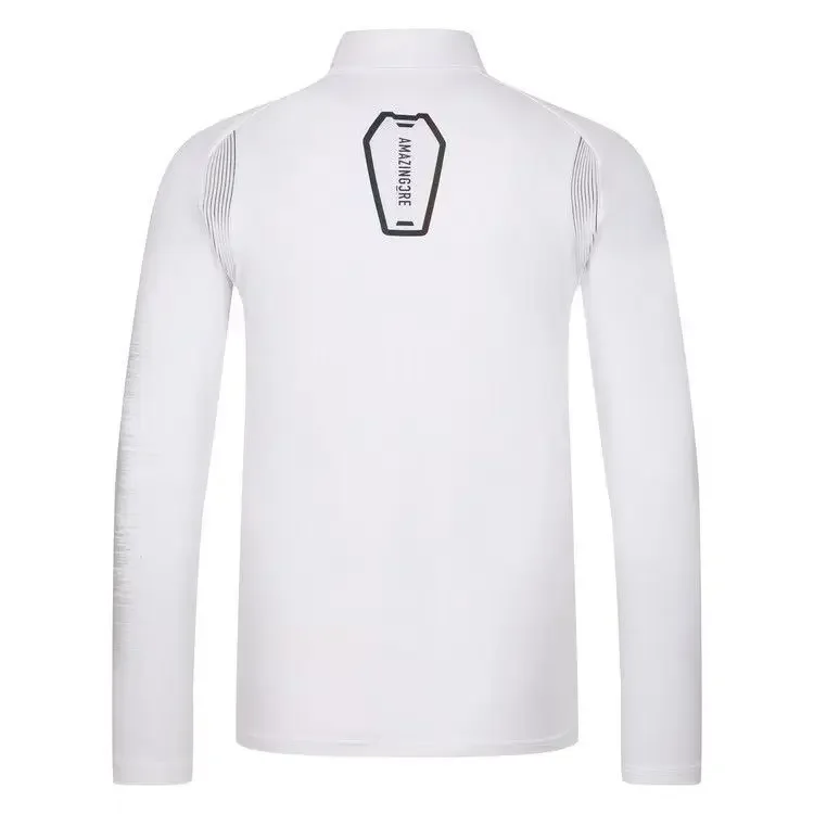 100% Algodón AMAZINGCRE Camiseta de Primavera de Alta Calidad para Hombre, Transpirable, de Secado Rápido, Absorbe la Humedad, Polo Deportivo de Manga Larga