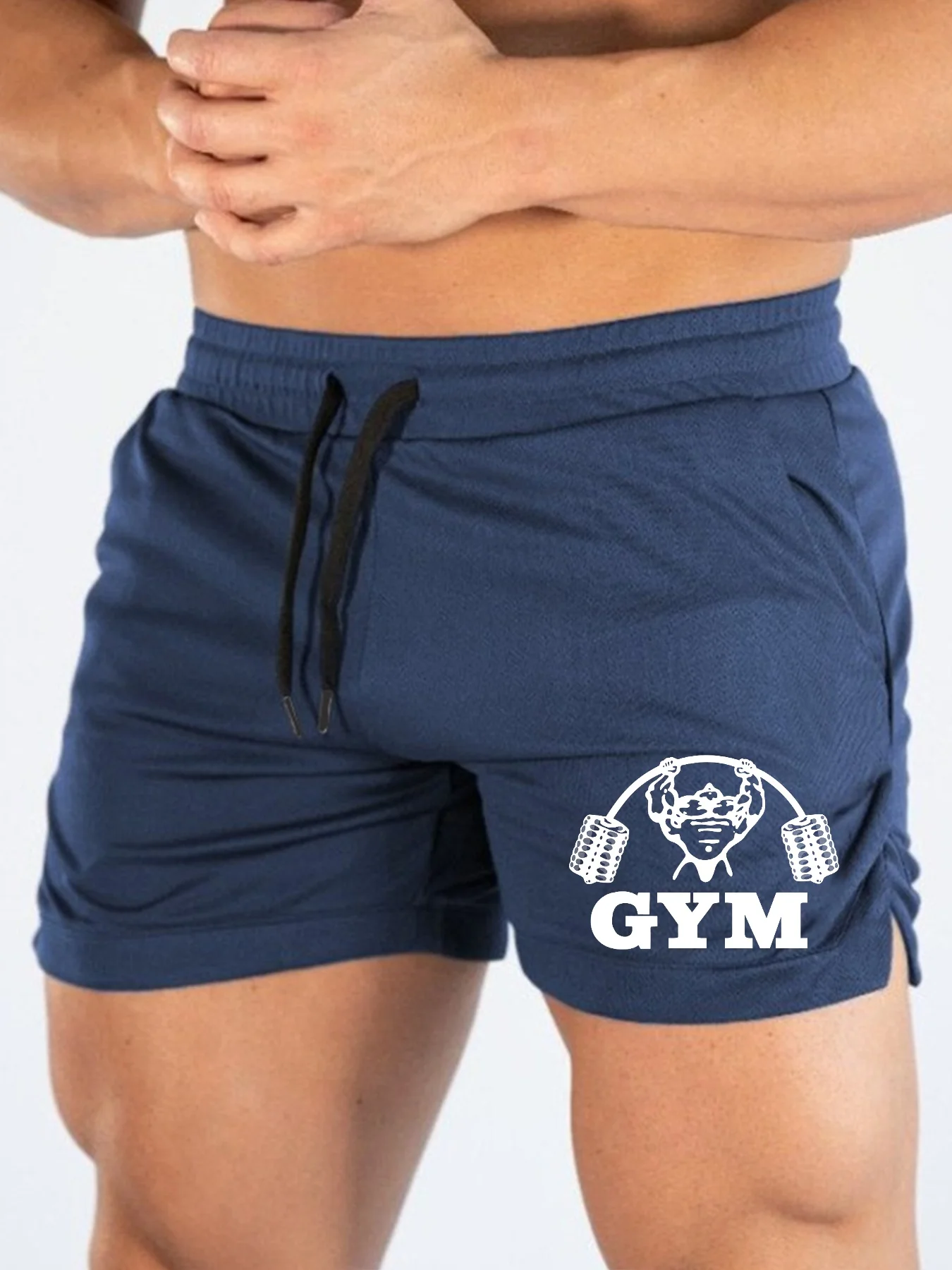 Pantalones Cortos Deportivos Dumbbell Muscle, Pantalones Cortos de Maratón Transpirables de Secado Rápido, Pantalones de Playa para Fitness de 3 Minutos, Tejido de Malla Ajustado, Deportivos