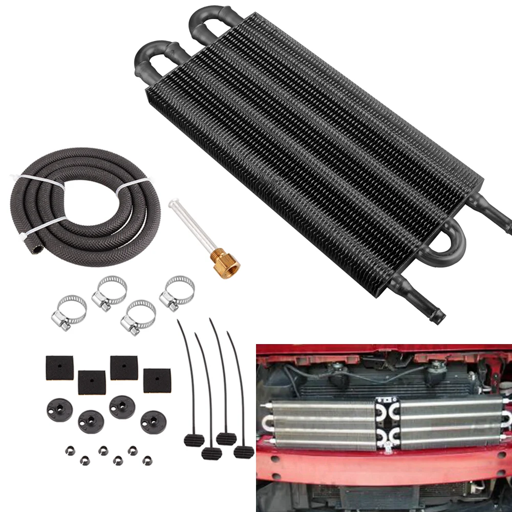 RASTP-4/6/8 filas Kit de enfriador de aceite radiador placa de transmisión de coche de aluminio y enfriador de aceite de aleta convertidor de radiador Manual automático OSA014