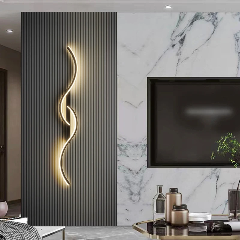 Lámpara de pared LED moderna, luz Led minimalista para dormitorio, mesita de noche, apliques de pared de tira larga, sala de estar, sofá, accesorio de iluminación interior para el hogar