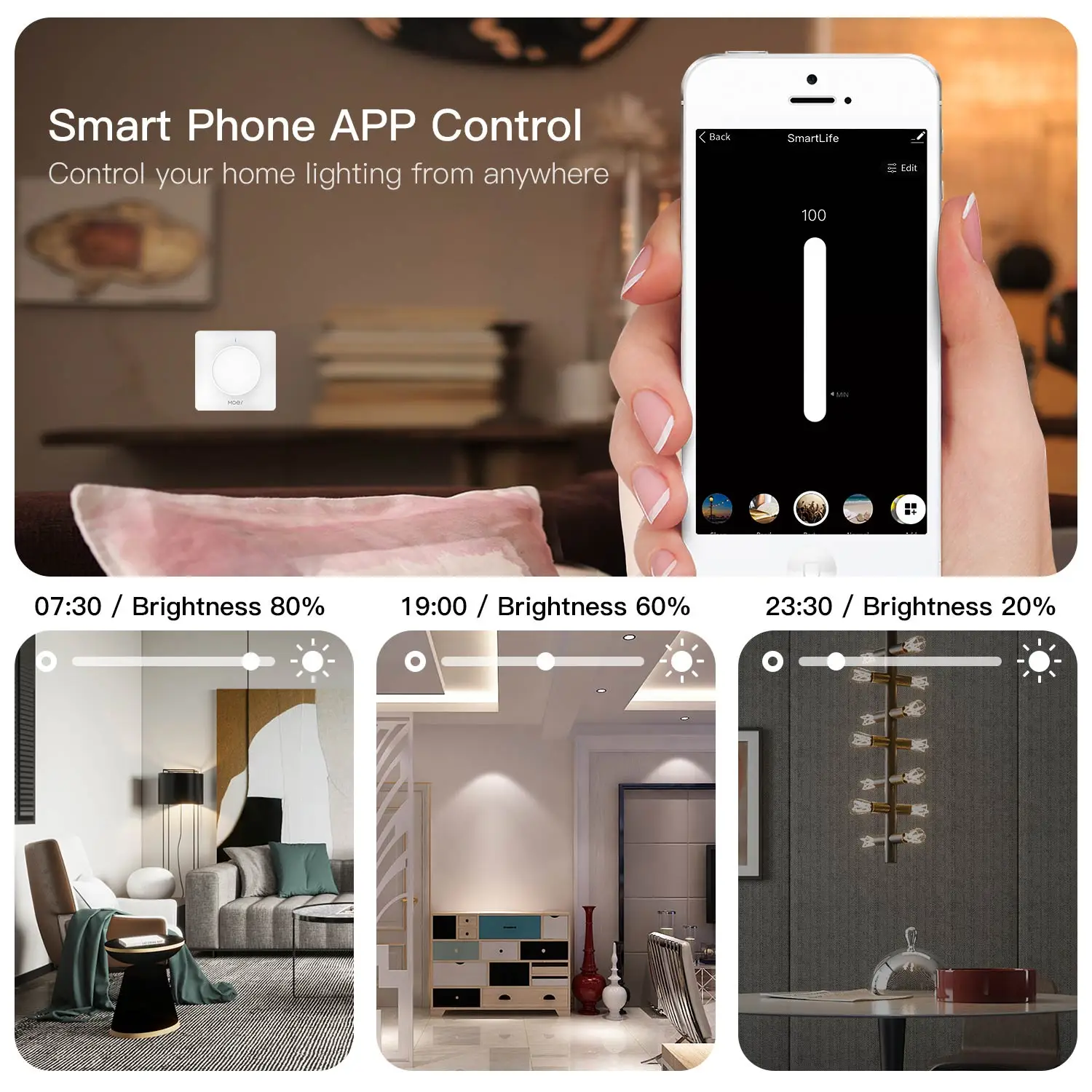 Nuevo interruptor atenuador de luz giratorio/táctil inteligente ZigBee, Control por aplicación remota Smart Life/Tuya, funciona con asistentes de voz de Google Alexa, UE