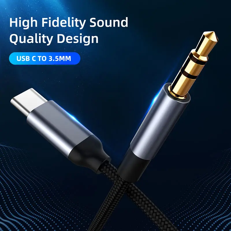 Cable de Audio auxiliar USB tipo C a 3,5mm de alta calidad para iPhone 16 15 Pro Max Samsung S24 altavoz para auriculares de coche Cable auxiliar con conector 3,5