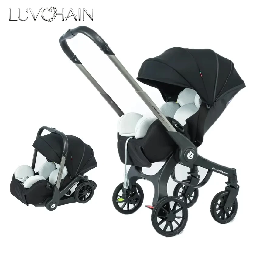 Nuevo cochecito multifuncional para bebé 4 en 1 plegable con silla de auto, cochecito portátil para bebé 3 en 1, stock en la UE