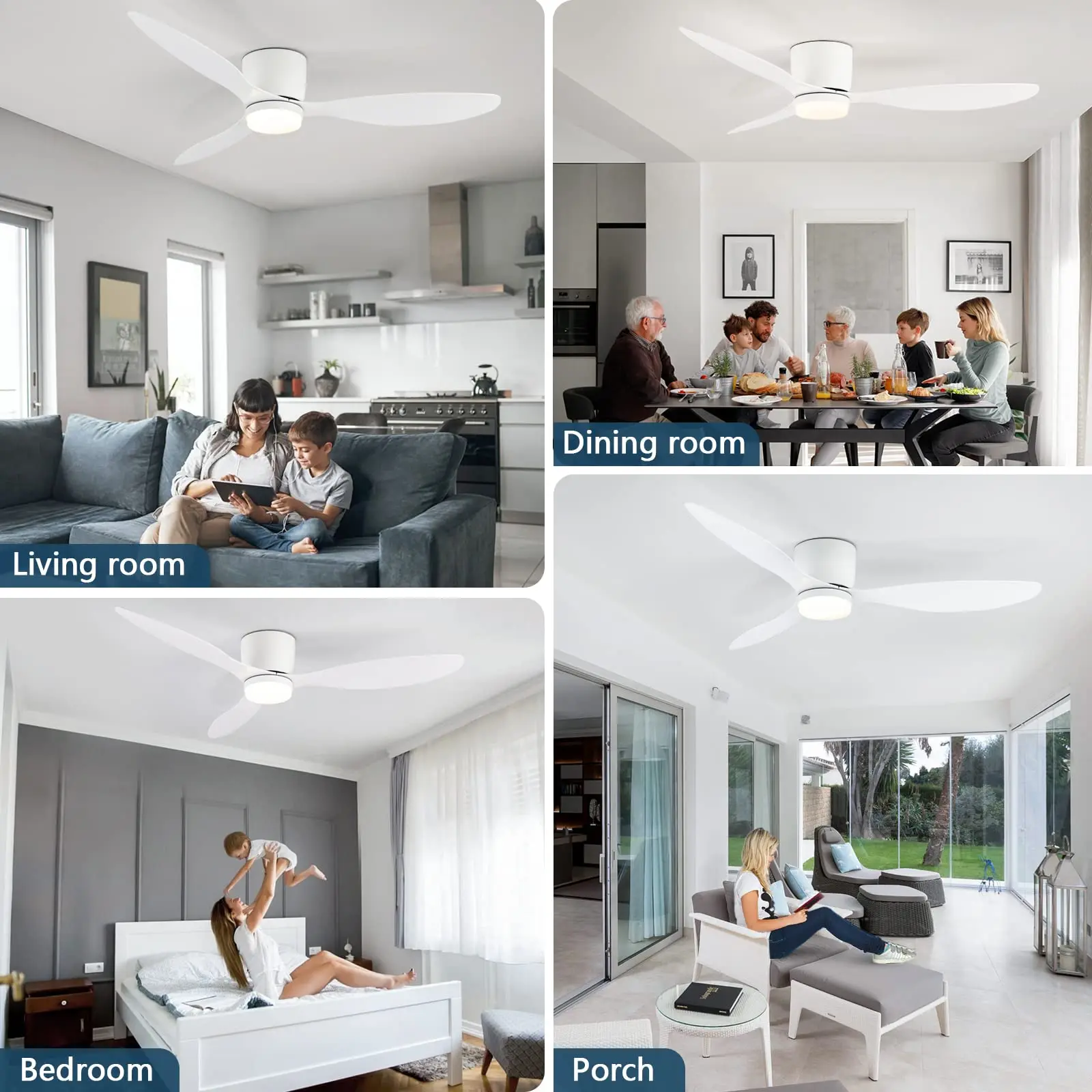 IRALAN-ventilador de techo de suelo bajo de 52 pulgadas, ventilador LED moderno para dormitorio, lámpara de techo para comedor, sala de estar, ventilador eléctrico para el hogar