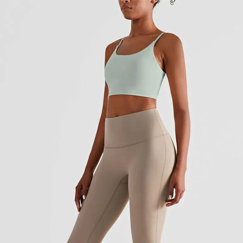 2024 nuevo tirantes de Color sólido Yoga Fitness sensación desnuda Sujetador deportivo chaleco de gimnasio chaleco transpirable de secado rápido para correr ropa de gimnasio