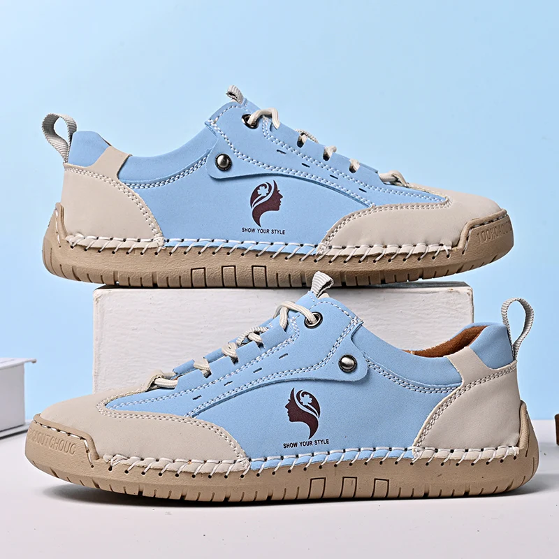 Zapatos informales de cuero hechos a mano para mujer, zapatos planos a la moda para mujer, zapatos antideslizantes para exteriores, zapatillas Retro de estilo británico