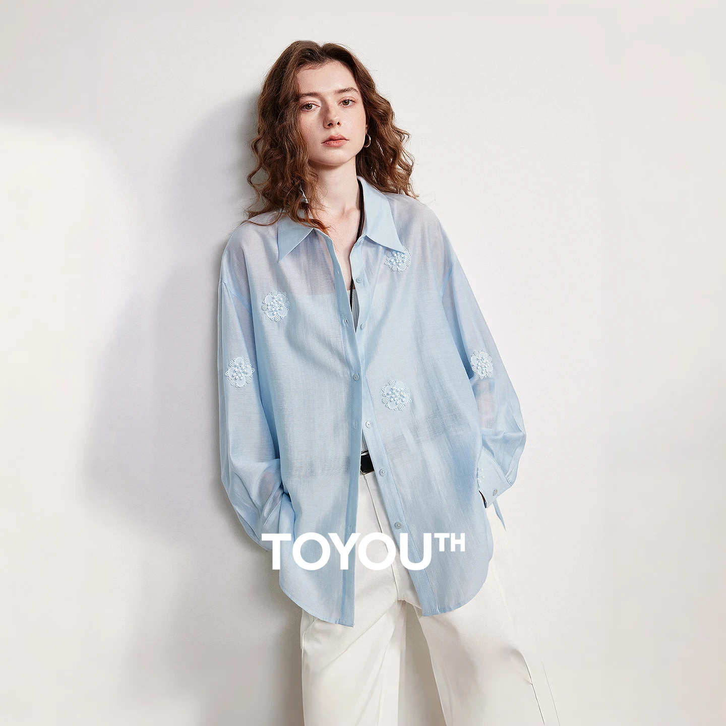 Camisa para Mujer TOYOUTH, Primavera 2026, Nueva Chaqueta Holgada con Bordado Tridimensional en Lyocell y Acetato