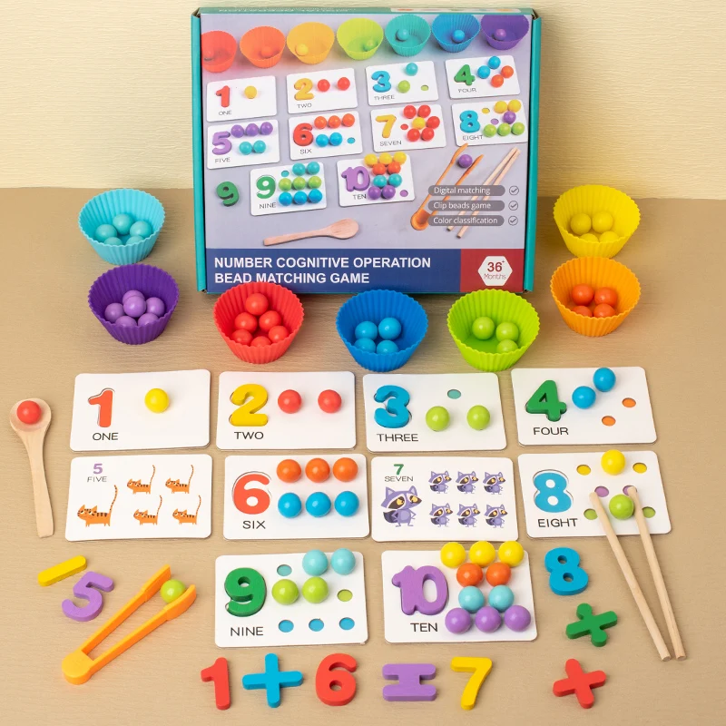 Juguete de madera con cuentas de Clip para niños, cuenco de clasificación, actividades de aprendizaje para niños pequeños, juguete de habilidades motoras finas, educativo temprano Montessori