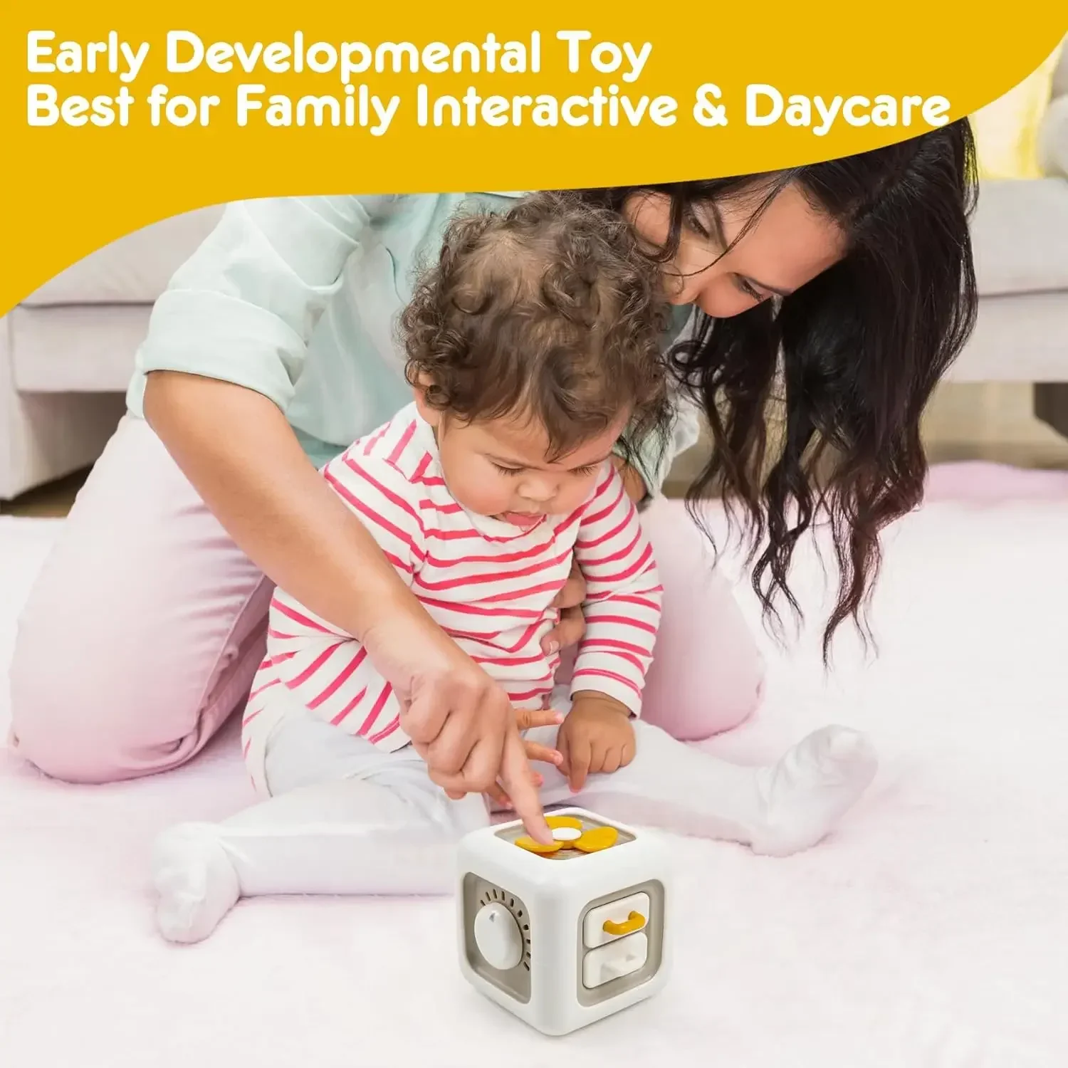 Juguete para bebé 6 en 1, cubo ocupado multifuncional, cubo de actividades Montessori, habilidad de práctica para niños pequeños, juguete educativo, tablero de presión sensorial