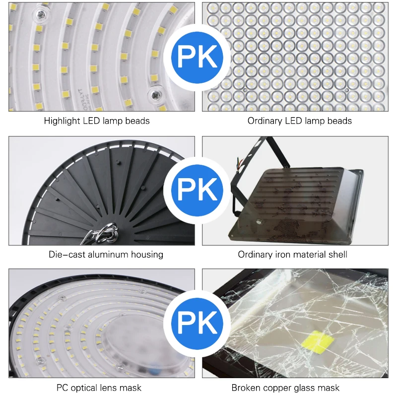 LED superbrillante 100W 150W 200W UFO luz de techo alto AC175-265V caja de aluminio lámpara de iluminación de luz fría
