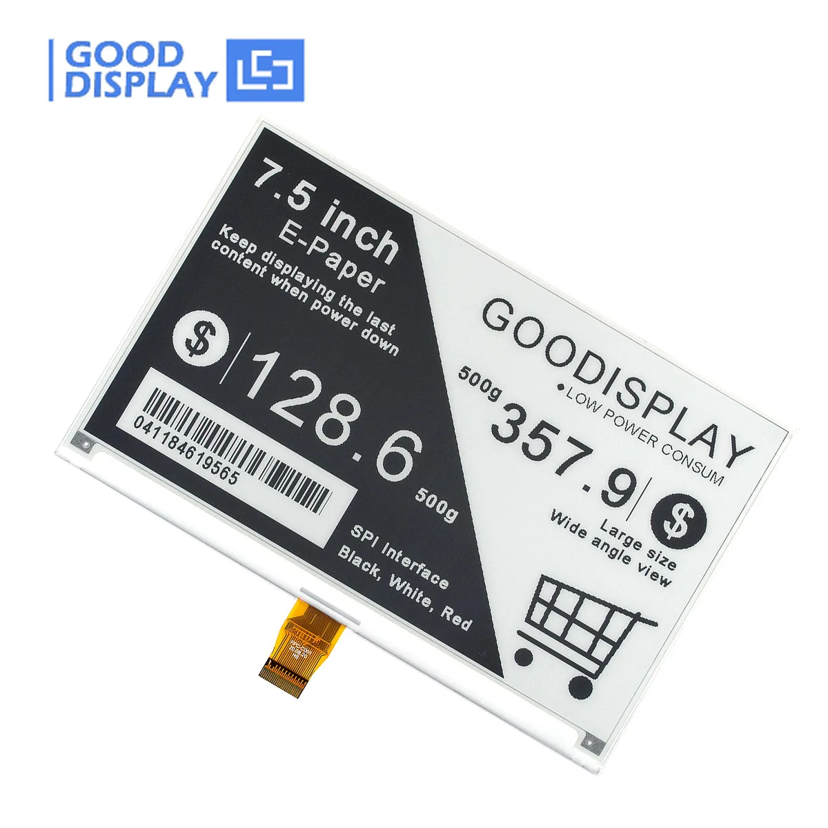 GooDisplay Módulo de Pantalla de Papel Electrónico de 7.5 Pulgadas, Pantalla de Tinta Electrónica de 4 Tonos de Gris, Resolución 800x480, Actualización Rápida de 1.5s, SPI GDEY075T7