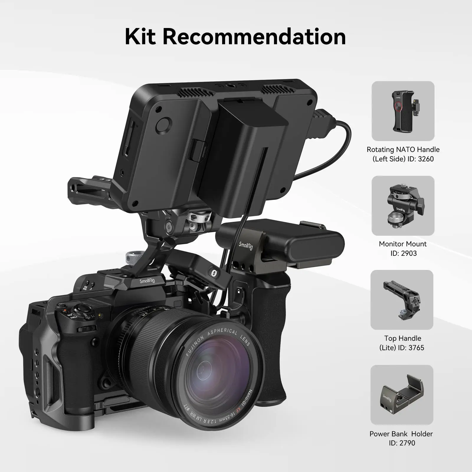 Jaula de cámara SmallRig para FUJIFILM X-H2 / X-H2S, plataforma de cámara de fabricación de vídeo de aleación de aluminio con rieles NATO, placa de liberación rápida -3934