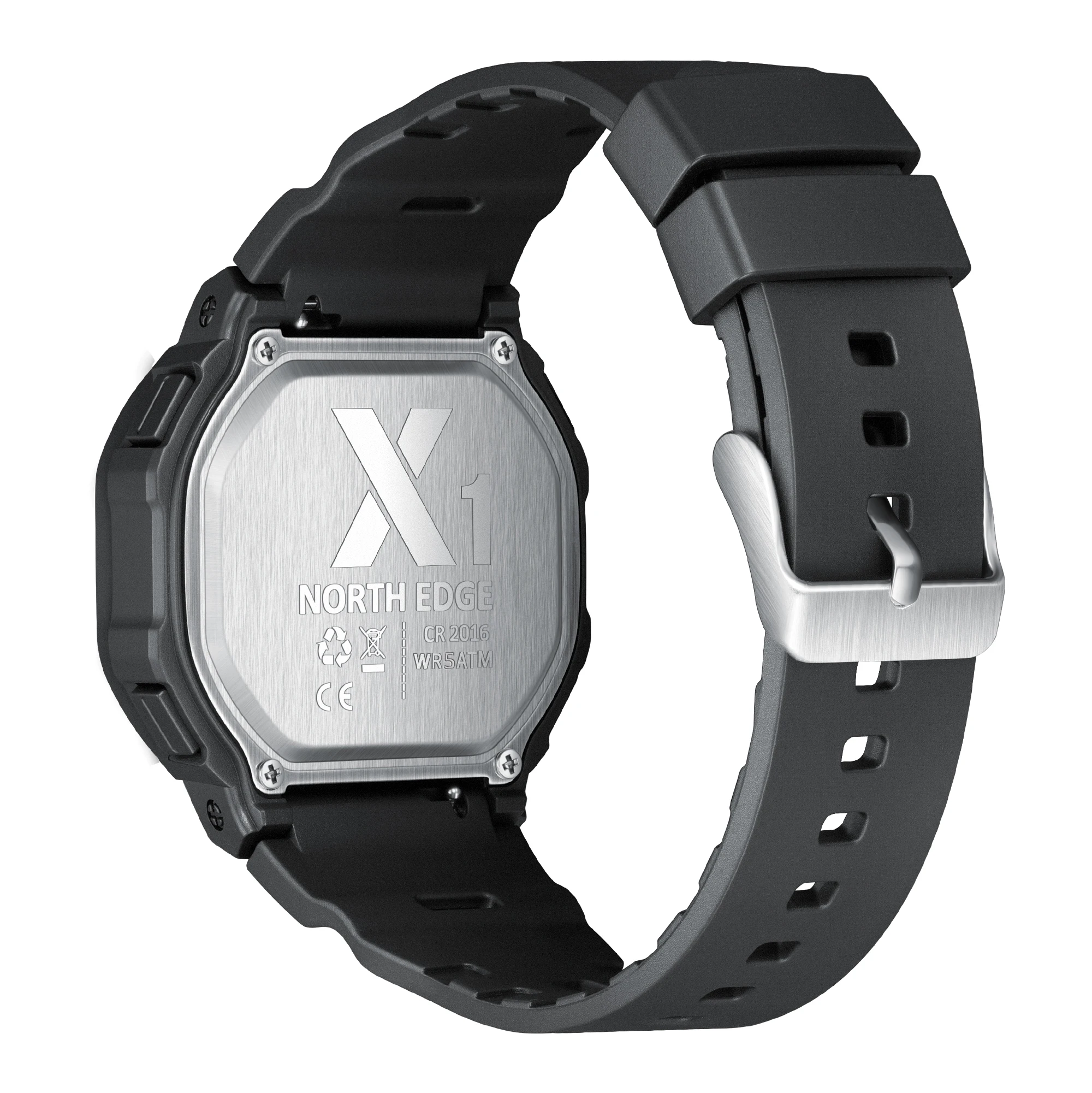 NORTH EDGE X1 Reloj Digital con pantalla cuadrada 2025, Reloj deportivo para Hombre y mujer, cronómetro resistente al agua hasta 50M, Reloj despertador con cuenta atrás para Hombre