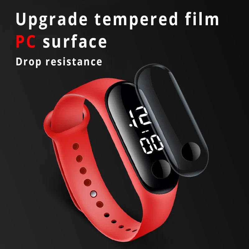 8 Uds. Relojes para niños y niñas, correa de goma, reloj LED impermeable para estudiantes de escuela, reloj Digital deportivo para hombres y mujeres