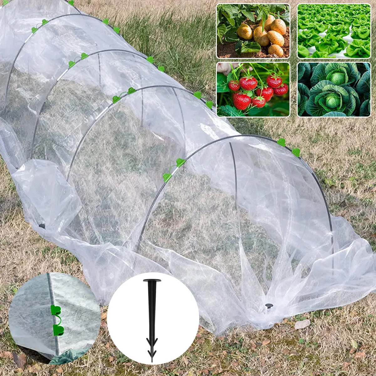 Conjunto de aros para plantas de invernadero, juego de cultivo de fibra de vidrio reutilizable, soporte para cobertizo de arco de plántulas, soporte para túnel de cultivo de jardín de verduras, gran oferta
