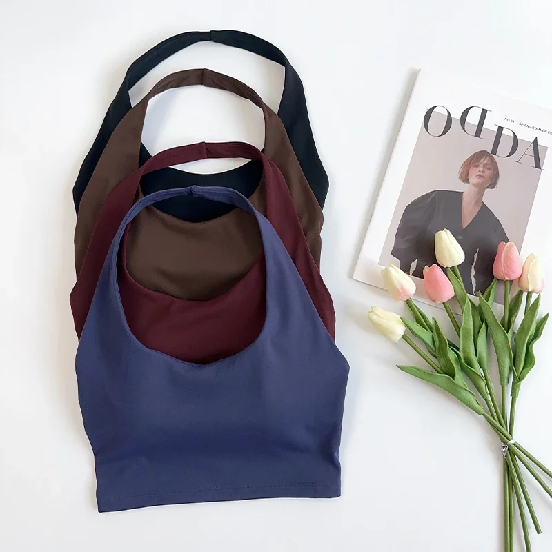 Sujetadores deportivos sexis para colgar en el cuello para mujer, a prueba de golpes, transpirables, cómodos, para ciclismo, correr, ocio al aire libre, chaleco de Yoga