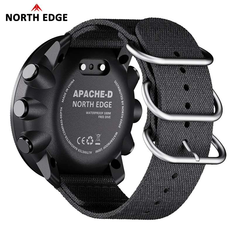 Reloj Digital para Buceo NORTH EDGE APACHE-D para Hombre, Deportes al Aire Libre, Natación, Resistente al Agua 100M, Altímetro, Barómetro, Brújula
