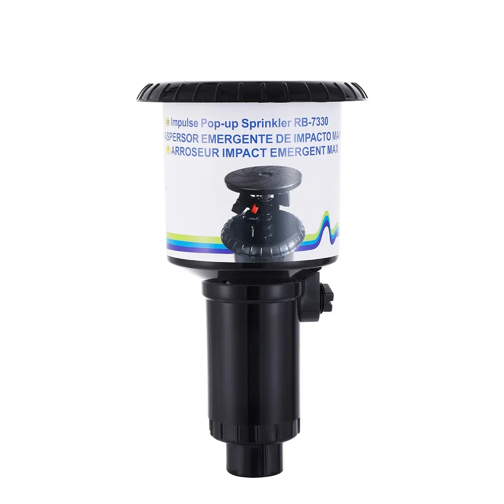 Cabezal de aspersor de impacto emergente de pulso de 1/2 "y 3/4", balancín ajustable, aspersor enterrado giratorio, riego automático plano para tierras de cultivo