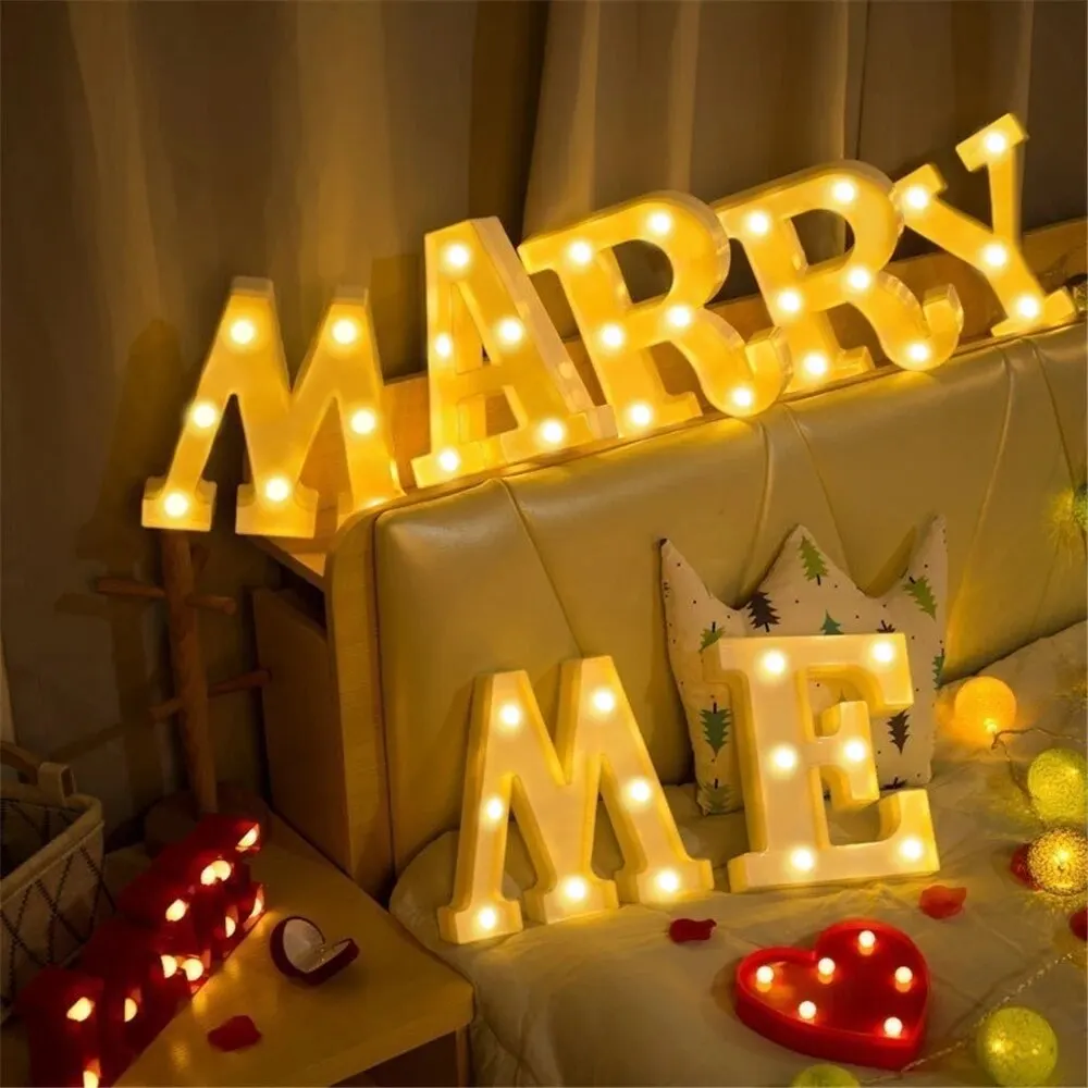 Lámpara luminosa con letras y números, luces LED del alfabeto, decoración nocturna para el hogar, boda, cumpleaños, decoración de fiesta de navidad