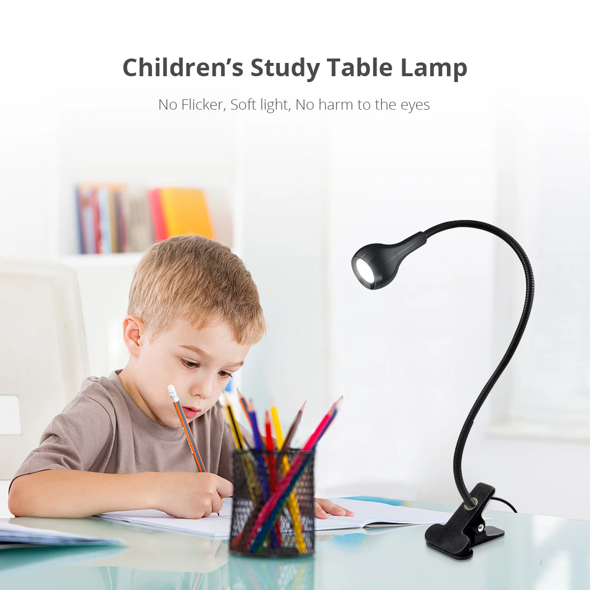 Lámpara de escritorio Flexible de 360 grados con Clip de soporte, lámpara de alimentación USB, luz de lectura para libros, Cable con Clip con interruptor de encendido y apagado, luz nocturna