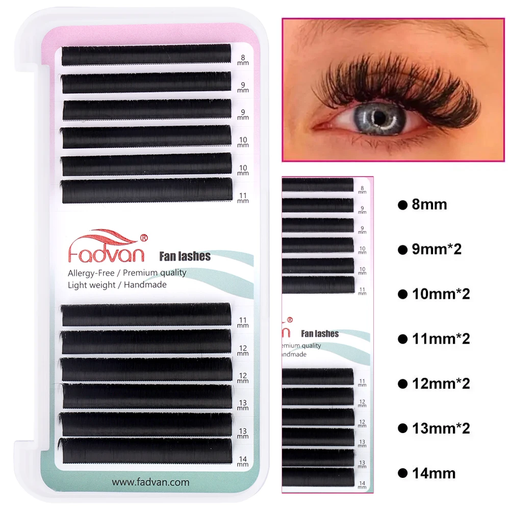 10 cajas de extensiones de pestañas fáciles de abanar, pestañas suaves acampanadas de visón sintético, extensiones de pestañas con volumen ruso, pestañas de seda