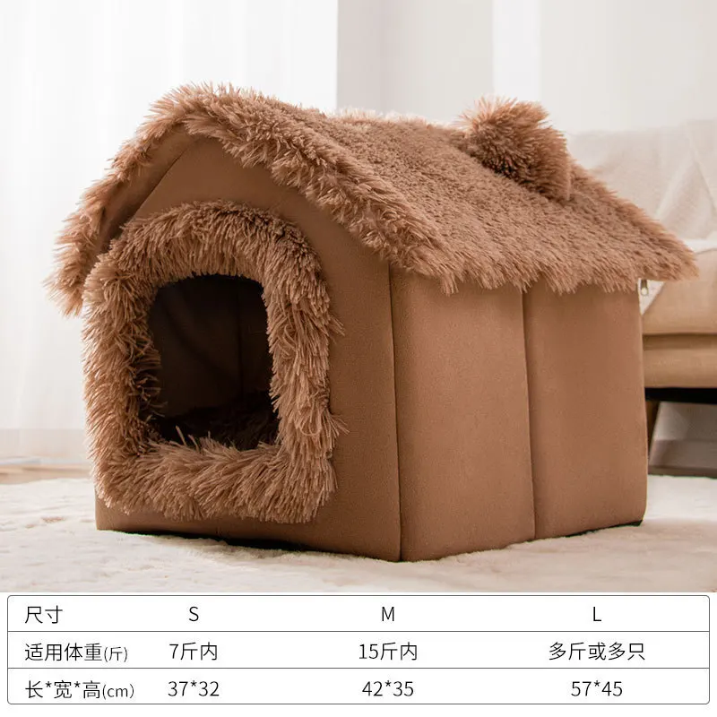 Perrera mediana para perros, casa para cachorros cómoda y suave para interiores, cama extraíble para perros pequeños, cueva, estera para dormir cálida para invierno, portátil