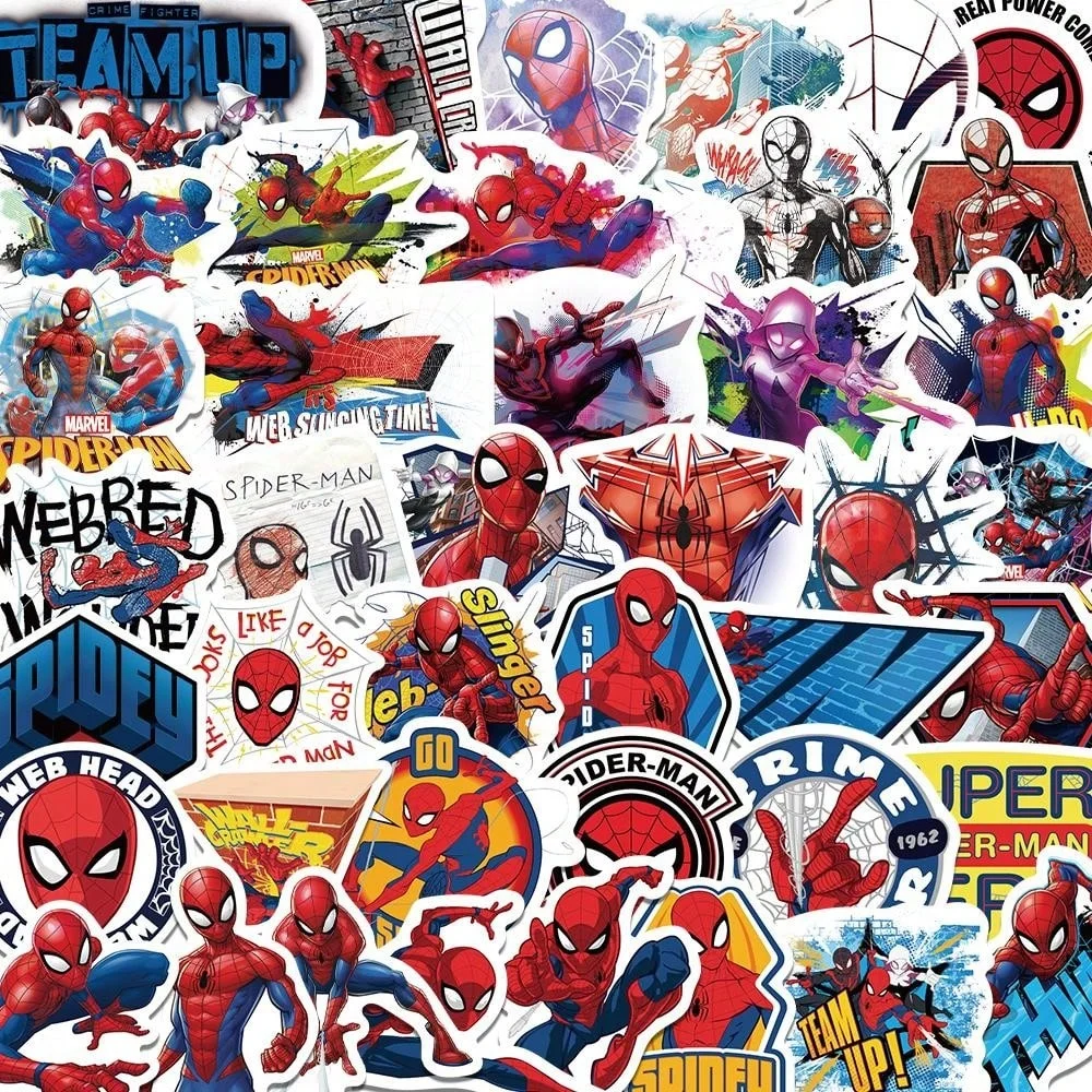 50 Pegatinas de Spider-Man Oficiales, Resistentes al Agua, de Vinilo, para Botellas de Agua, Computadoras Portátiles, Teléfonos, Cuadernos, Decoración