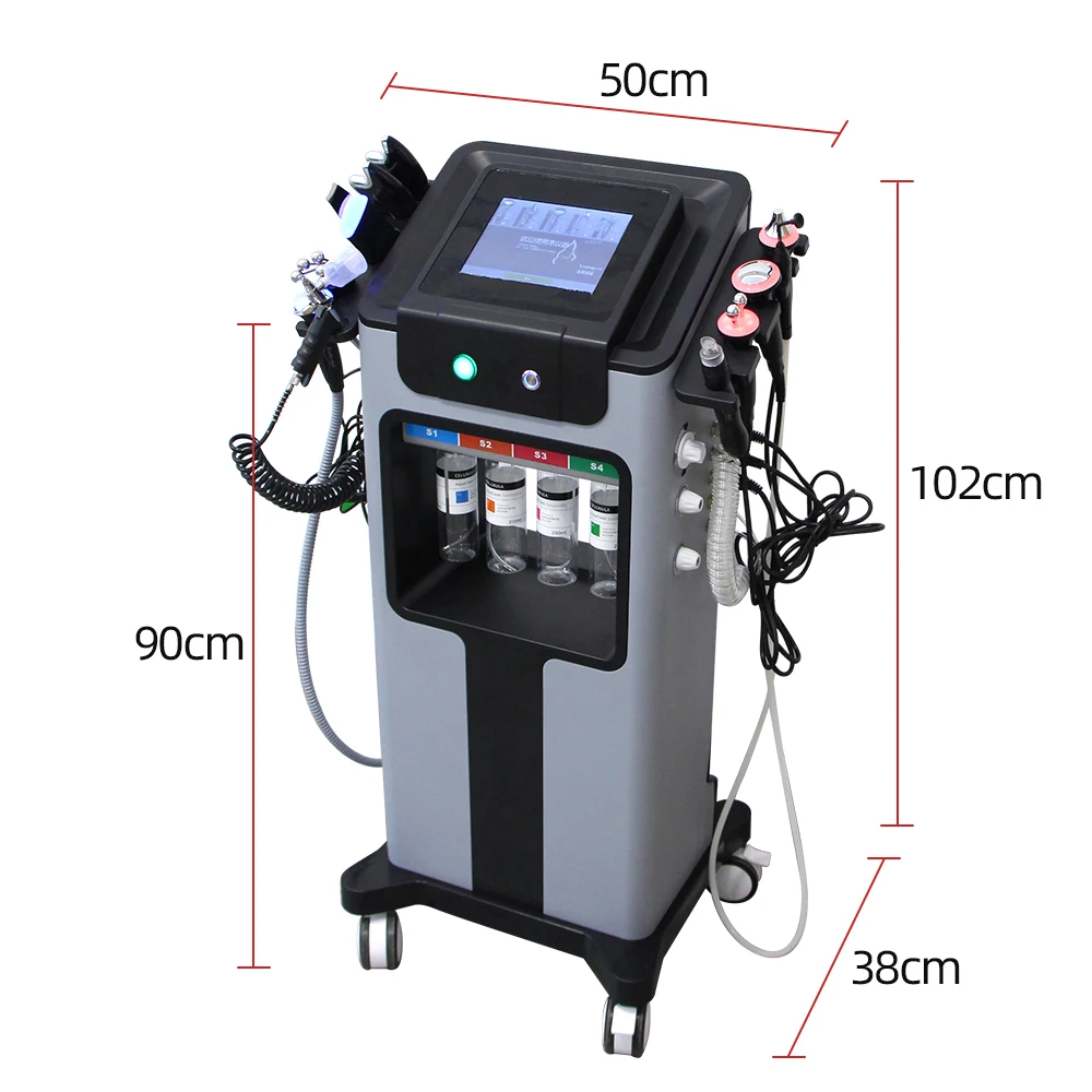 Máquina de Hidrodermoabrasión AOKO 10 en 1, Peeling Acuático, Inyección de Oxígeno, Cuidado Facial por Ultrasonido, Tensado de la Piel, Limpieza Profunda, Dispositivo de Belleza para Eliminar Puntos Negros, Acné y Poros, para Salón y SPA